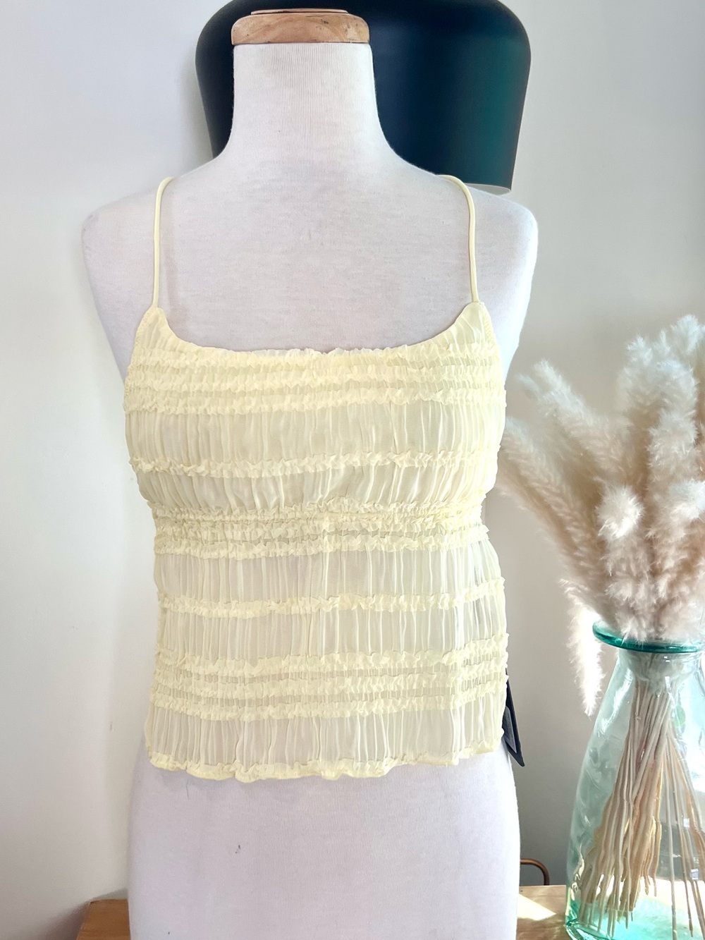 NWT white fox yellow halter top